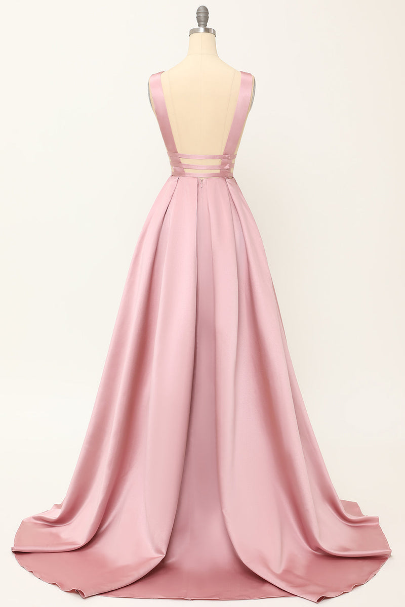 Load image into Gallery viewer, Blush Satin Long Prom Dress