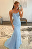 Load image into Gallery viewer, Mint Spaghetti Straps Appliques Formal Dress