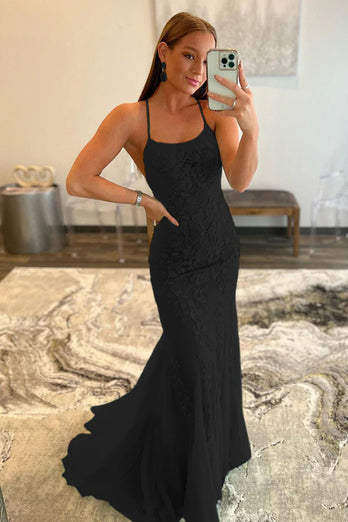 Black Halter Backless Formal Dress