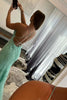 Load image into Gallery viewer, Mint Spaghetti Straps Appliques Formal Dress