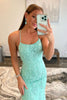 Load image into Gallery viewer, Mint Spaghetti Straps Appliques Formal Dress