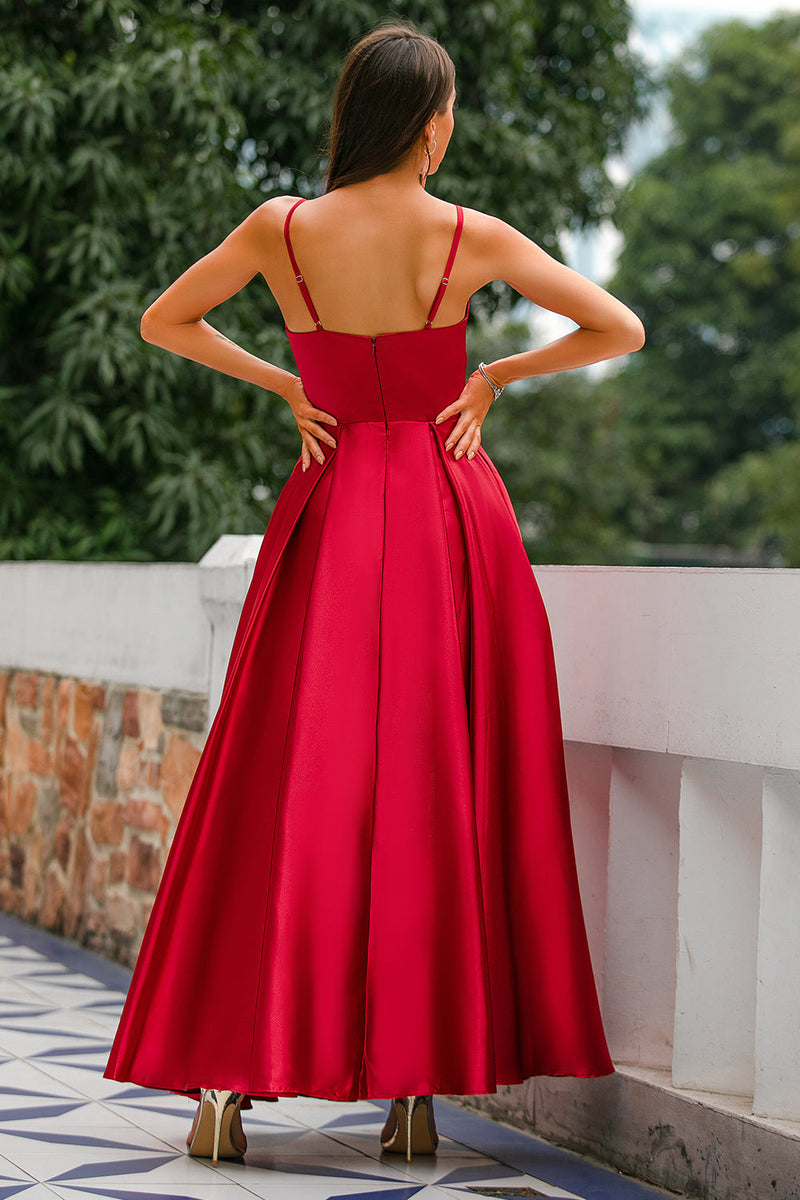 Load image into Gallery viewer, Burgundy Satin Dress