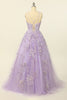 Load image into Gallery viewer, Purple Spaghetti Straps Formal Dress With Appliques