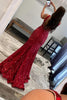 Load image into Gallery viewer, Orange Sparkly Deep V Neck Sequin Mermaid Formal Dress