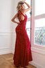 Load image into Gallery viewer, Fuchsia Sequin Long Formal Dress with Slit