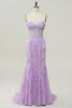 Load image into Gallery viewer, Purple Sweetheart Neck Mermaid Formal Dress With Appliques