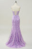 Load image into Gallery viewer, Light Purple Sweetheart Lace-Up Long Mermaid Formal Dress with Appliques