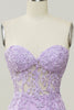 Load image into Gallery viewer, Light Purple Sweetheart Lace-Up Long Mermaid Formal Dress with Appliques