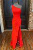 Load image into Gallery viewer, One Shoulder Hot Pink Formal Dress with Slit