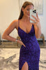 Load image into Gallery viewer, Hot Pink Sequins Glitter Formal Dress with Slit