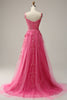 Load image into Gallery viewer, A Line Off the Shoulder Hot Pink Long Formal Dress with Appliques