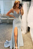 Load image into Gallery viewer, Blue Beading Formal Dress with Slit