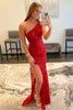 Load image into Gallery viewer, Red One Shoulder Mermaid Formal Dress