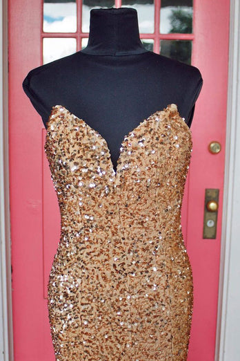 Strapless Sequins Black Mermaid Formal Dress