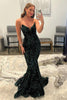 Load image into Gallery viewer, Sparkly Dark Green Sequins Mermaid Sweetheart Long Formal Dress