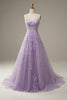 Load image into Gallery viewer, Appliques Purple Tulle Formal Dress