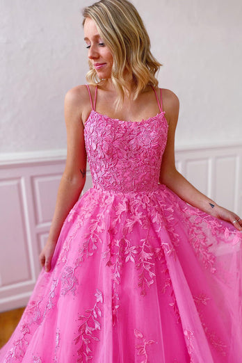 Princess Champagne Spaghetti Straps Formal Dress