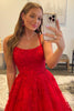 Load image into Gallery viewer, Red Spaghetti Straps Long Formal Dress with Appliques