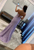 Load image into Gallery viewer, Sweetheart Light Blue Corset Long Lace Formal Dress with Slit