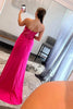 Load image into Gallery viewer, Sparkly Hot Pink Corset Long Formal Dress with Slit