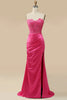 Load image into Gallery viewer, Sparkly Hot Pink Corset Long Formal Dress with Slit