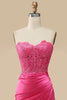 Load image into Gallery viewer, Sparkly Hot Pink Corset Long Formal Dress with Slit