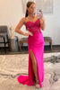 Load image into Gallery viewer, Sparkly Hot Pink Corset Long Sheath Formal Dress with Slit