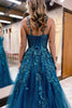 Load image into Gallery viewer, Glitter Blue Lace A-Line Long Formal Dress