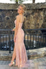 Load image into Gallery viewer, Pink Strapless Lace Long Formal Dress with Slit