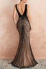 Load image into Gallery viewer, Mermaid Deep V-Neck Sequins Black Long Formal Dress