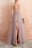 Load image into Gallery viewer, Tulle Spaghetti Straps Pink Long Formal Dress with Beading