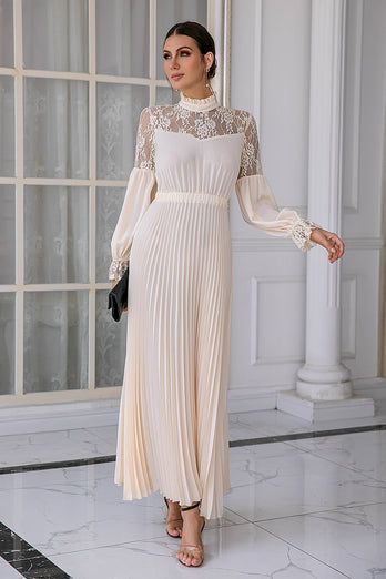 Apricot Lace Mother Of The Bride Dress with Long Sleeves