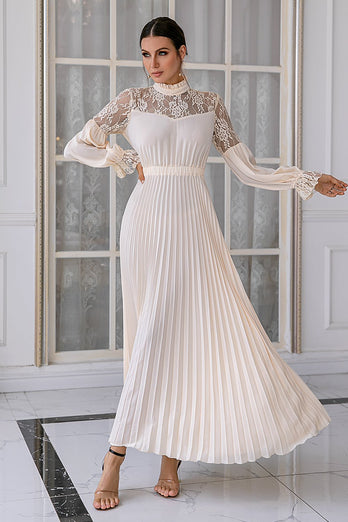 Apricot Lace Mother Of The Bride Dress with Long Sleeves