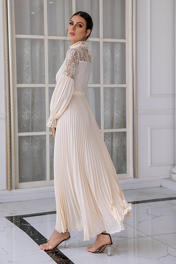 Apricot Lace Mother Of The Bride Dress with Long Sleeves