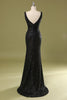 Load image into Gallery viewer, V-Neck Black Sequins Long Formal Dress