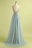 Load image into Gallery viewer, Tulle Light Blue Long Formal Dress with Beading