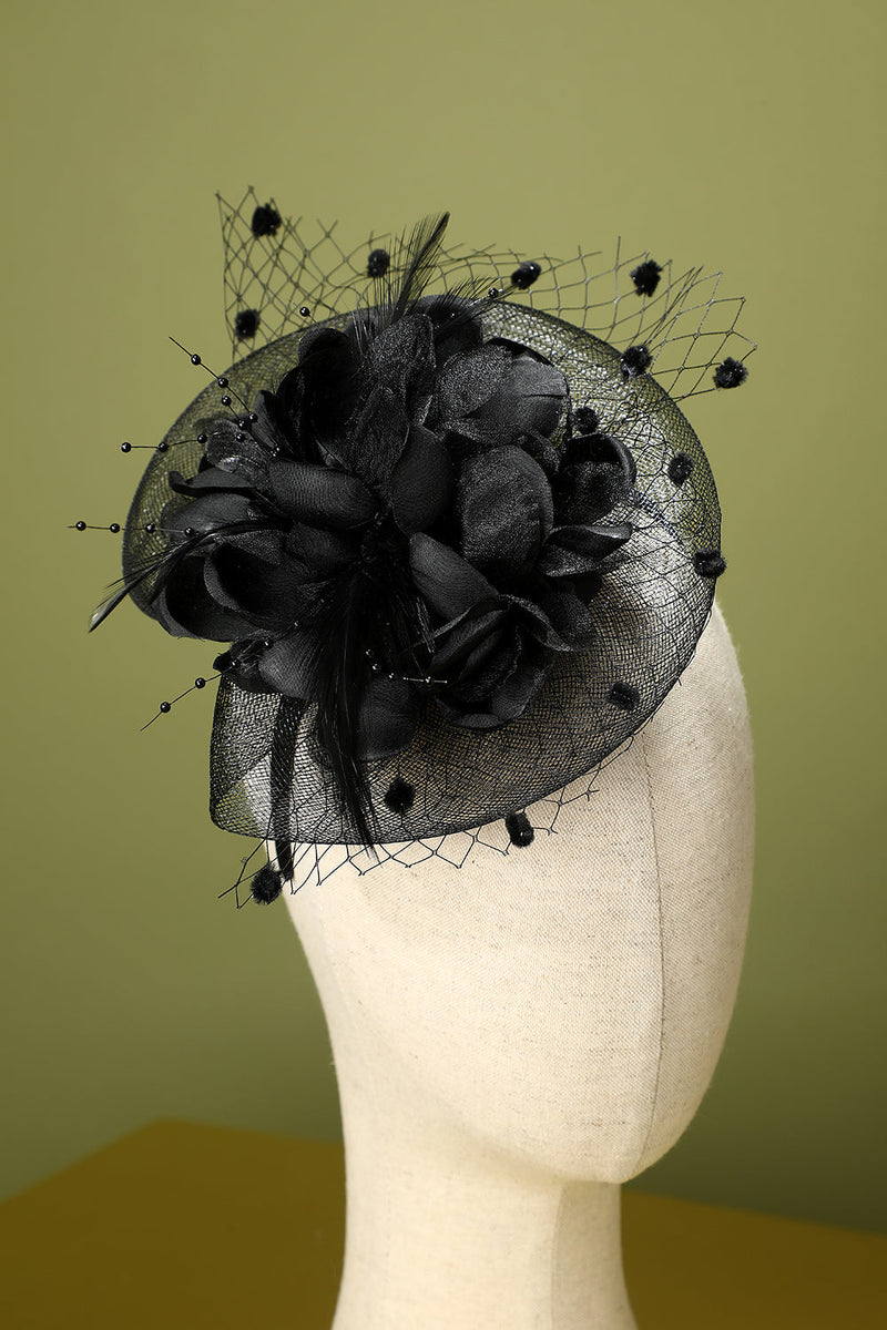 Load image into Gallery viewer, 1920s Black Feather Beaded Headband