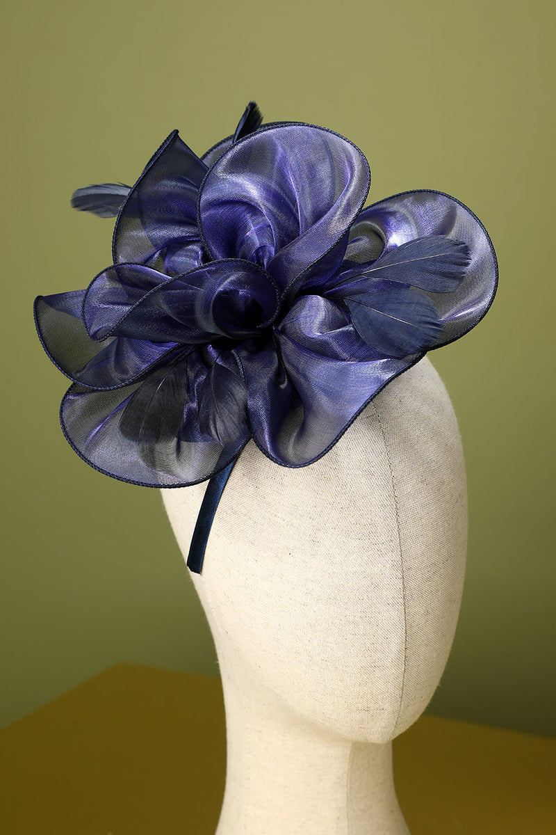 Load image into Gallery viewer, 1920s Blue Organza Beaded Headband