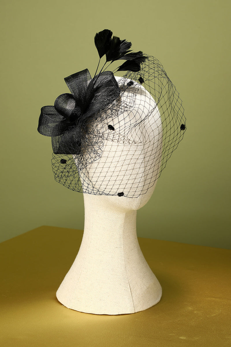 Load image into Gallery viewer, Black 1920s Feather Headband