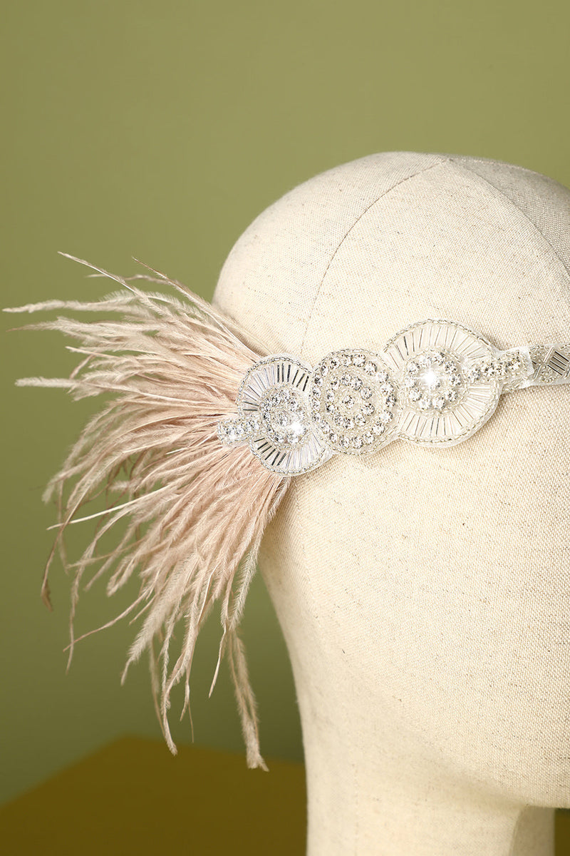 Load image into Gallery viewer, 1920s Feather Beaded Flapper Headband