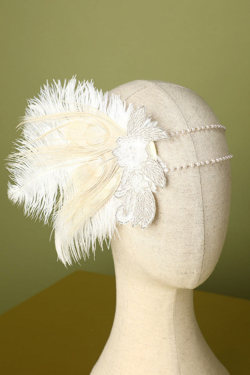 Load image into Gallery viewer, 1920s Feather Sequin Pearls Flapper Headband