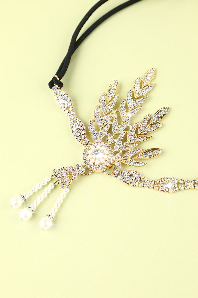 Load image into Gallery viewer, White Beaded Pearls 1920s Flapper Headband