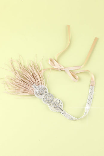 1920s Feather Beaded Flapper Headband