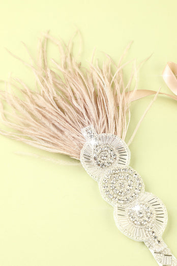 1920s Feather Beaded Flapper Headband