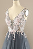 Load image into Gallery viewer, A-Line Deep V-Neck Pink Formal Dress with Appliques