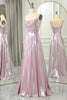 Load image into Gallery viewer, Sparkly Pink A Line Spaghetti Straps Long Formal Dress With Slit