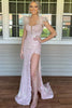 Load image into Gallery viewer, Lavender Appliques Mermaid Formal Dress with Feathers