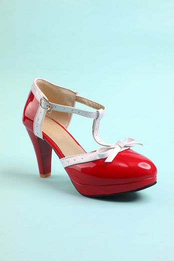 Vintage Red T-Strap Heels