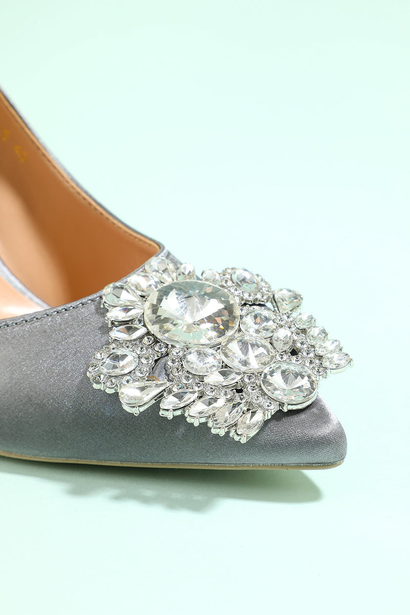 Load image into Gallery viewer, Grey Rhinestone Party Shoes