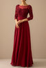 Load image into Gallery viewer, Burgundy Mother Of The Bride Dress with Sleeves